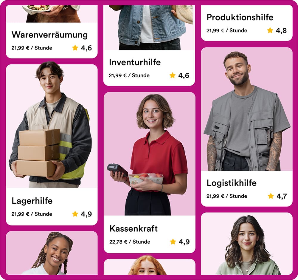 Studentische Aushilfen in verschiedenen Jobprofilen